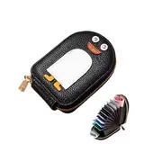 UMLIPOT PU Kreditkarte Brieftasche, Damen cardholder Geldbörse Leder Etui für Kreditkarten und Visitenkarten Kreditkartenhülle Leder mit Zipper Pinguine Brieftasche(Eisenhaltig)