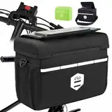 Lesolph Lenkertasche Fahrrad mit lenkeradapter für Fahrrad und ebike, 6L fahrradtasche Lenker wasserdicht fahrradkorb vorne Tasche zubehör mit handyhalterung, Touchscreen und Abnehmbarer Schultergurt
