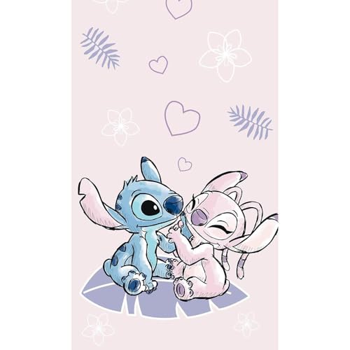Jerry Fabrics Disney Lilo und Stitch Strand Sport Badezimmer Handtuch aus Baumwolle für Kinder Rosa