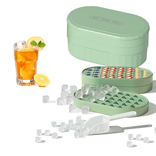 Surflyee Eiswürfelform, Eiswürfelbehälter mit Deckel, Eiswürfelformen mit 1 Eis Aufbewahrungsbox, 1 Eisschaufel, Geeignet für Eisherstellung, Whiskey, Cocktails, Getränke (Grün)