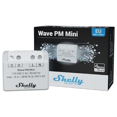 Shelly Qubino Wave PM Mini | Z-wave Stromzähler, 1 Kanal 16A | Hausautomation | Stromverbrauch in Echtzeit per App | Fernsteuerung für Z-Wave Geräte | Z-Wave Gateway