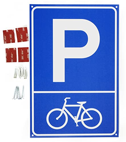 TRQdesign Parkplatzschild Fahrrad 20 x 30 cm mit Löchern blue
