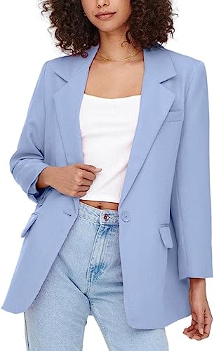 ONLY Damen Oversized Langarm Blazer | Eleganter Basic Cardigan | Business Jacke Mantel ONLLANA-Berry, Farben:Blau, Größe:40