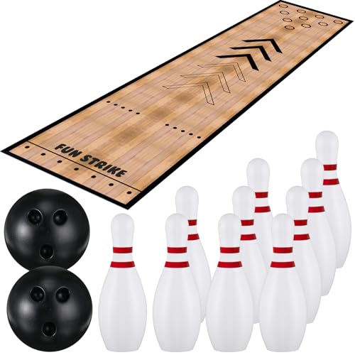 KEAGAN Mini Bowling Set, Full Bowlingbahn Spiele Spielzeug, Indoor Outdoor Home Bowling Set, Bowlingbahn Set mit Bowlingbahn, Bowlingstifte & Ball, Bowlingspiele Set für Sport Interaktion Freizeit