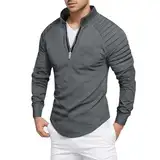 SRZYMJ Herren Langarm Poloshirt in Mehreren Farben Langarm-Polo aus feinstem Polo Herren Weiß Tshirt Herren Polo Weiß Grey Herrenschlafanzug Langarm XXL Button-Down-Arbeitshemd Tshirt Pullover Hemd