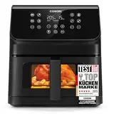 COSORI Airfryer Heißluftfritteuse, 12-in-1 Air Fryer XXL 6,2L, Heissluftfritteuse mit Sichtfenster & Shake-Reminder, 80 Rezepte, 55 Prozent energiesparend, spülmaschinenfeste Körbe
