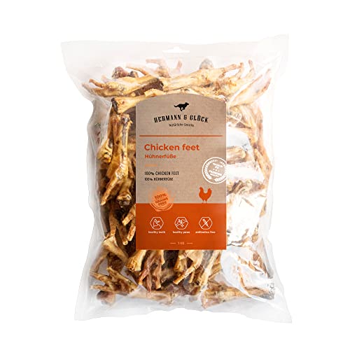 Hühnerfüsse Für Hunde 1kg/2kg GETREIDEFREIE Hermann & Glück Premium Natural Hundeleckerli Mundhygiene Kausnacks Für Hunde Hundesnacks Getrocknete Hühnerfüße für Hunde Hühnerfuß