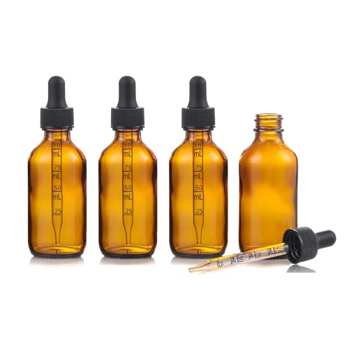 Parfumlism 4 Stück 30ml Braune Pipettenflaschen mit Skala–Leere Tropfflaschen mit Messpipette aus Glas für ätherische Öle, Tinkturen, Flüssigkeiten, Seren