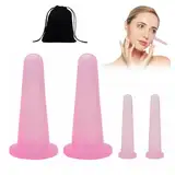 4 Stück Facial Cupping Schröpfgläser Silikon Schröpfen Gesicht Silikon Massage Schröpfen Cups Schröpfer für Gesicht Schröpfen Set für Gesicht Schröpfen Massage mit Aufbewahrungstasche (Rosa)