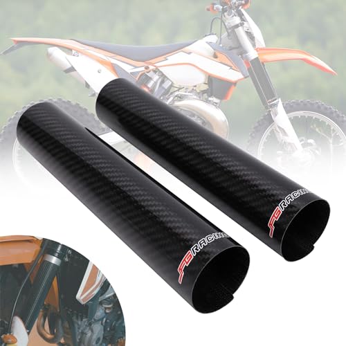 JFG RACING 240 mm Motorrad Vorderradgabel Abdeckung,1 Paar Motorrad Gabelabdeckung Kohlefaser,Verstellbarer Stoßdämpfer Gabelschuetzer Universell für Dirt Bike On/Off Road