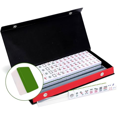 LANYOTA Mini Mahjong Set, 24mm Traditionelles Chinesisches Mah Jong für Reise, 144 Majong Spielsteine mit Box, Mah-Jongg Set mit Racks und Würfeln (24x16x12mm)