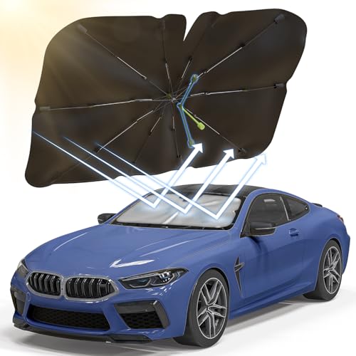 Arespark Sonnenschutz Auto Frontscheibe, 140 * 75 cm Verbesserter Drehbar UV-Schutz Sonnenschirm für Auto Windschutzscheibe, Faltbarer Sonnenschirm Auto Frontscheibe für die Meisten Autos und SUV