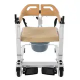 ROMYIX Patientenlifter Transfer, Handgekurbelt Seniorenlifter, Körperlifter Bettkommode mit 180° geteiltem Sitz, einstellbare Hubhöhe 40-60cm,Belastung 100kg