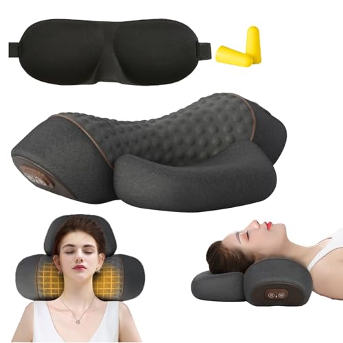 DriveNova Nackenmassagegerät Elektrisch mit Wärme, 2025 Upgrade 3-in-1 Pillow Massage Neck Hump, Entspannungskissen für Nacken, Zervikales Massagekissen, Nackentraktion Schulterkorrektor (Dunkelgrau)