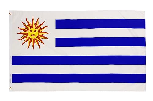 PHENO FLAGS Uruguay Flagge 90x150cm - wetterbeständige Fahne mit Messingösen, 100% Polyester, robuste Doppelnaht & in lebendigen Farben - ideal für Flaggen-Liebhaber