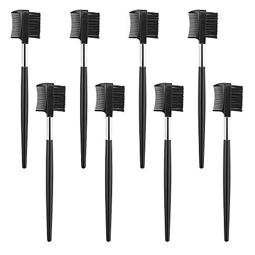 Wimper Augenbraue Bürste 8 Stück Doppelseiten Make Up Wimpernbürste Augenbrauenbürste mit Kamm für Frauen Kosmetik Werkzeuge, Schwarz