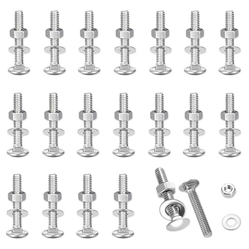 20 Stück Schlossschrauben, M5x40 Schlossschrauben Set mit Muttern und Unterlegscheiben Flachkopfschrauben aus Kohlenstoffstahl für Industriemaschinen Heimdekoration