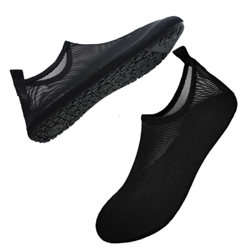 FELOVE Badeschuhe Wasserschuhe Strandschuhe Surfschuhe Barfuß Schuhe,Breathable Schwimmschuhe Hausschuhe Yoga Schuhe für Wassersport für Damen Herren, Schwarz.DO 40/41