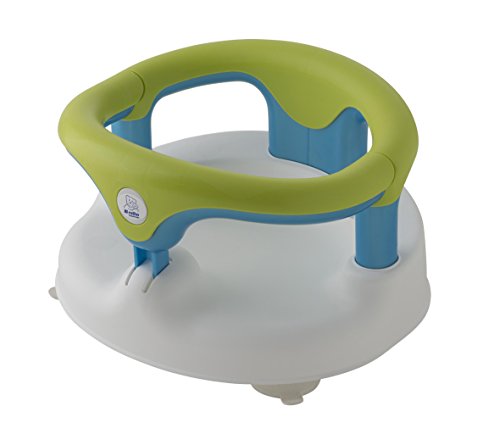 Rotho Babydesign Badesitz, Mit aufklappbarem Ring inkl. Kindersicherung, 7-16 Monate, Bis max. 13kg, BPA-frei, 35x31,3x22cm, Weiß/Grün/Blau