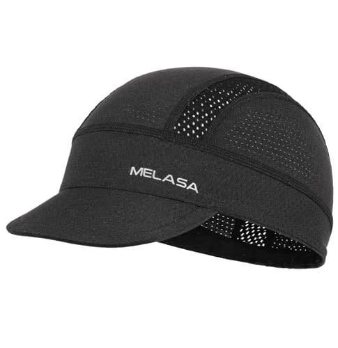 MELASA Fahrrad Cap, Kühlende Skull Cycling Cap Unterhelmmütze mit Sonnenblende, Sonnenschutz UV Rennrad MüTze Fahrradkappe für Männer Frauen