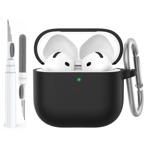 AhaStyle Hülle für AirPods 4 (2024) Mit Reinigungsstift Weiches Silikon AirPods 4. Generation Case Ganzkörper Cover Skin für Apple AirPods 4 Unterstützt USB-C-Ladegehäuse und Drahtloses