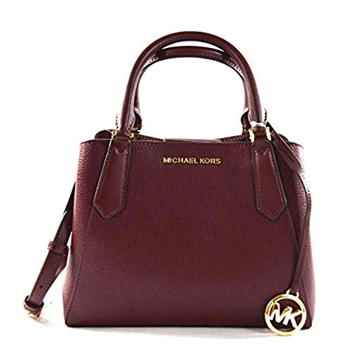 Michael Kors Kimberly Leather Small Satchel Handbag Crossbody Bag, Merlot