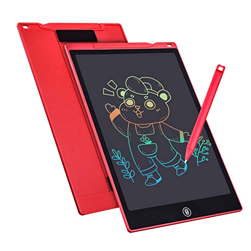 Bunte LCD Schreibtafel 12 Zoll，LCD Writing Tablet Elektronischer Tablette Grafiktablet Digitaler Drawing Pad，Kinderspielzeug FÜR 3-12 Jahre Alte Mädchen (rot)