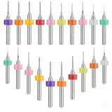 Prasacco 20 Stück Micro Bohrer Set, 0,3mm-1,2mm Wolframstahl Micro Spiralbohrer PCB Druckplatine Gravierbohrer Bits Set für rauen Stein, Schmuck, Stanzen, Gravur (10 Größe, Gemischte Farbe)