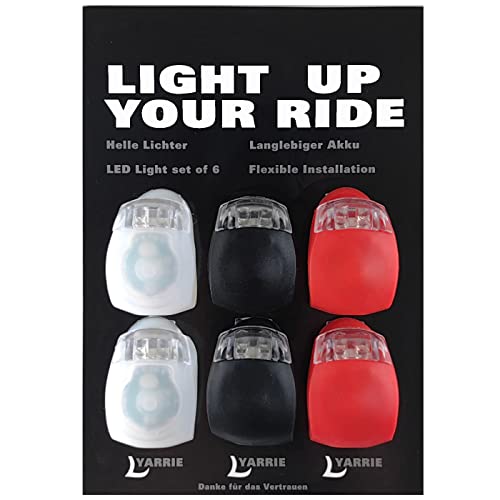 Yarrie LED Licht 6er Set, Helles Licht, Kompakt und Wasserdicht, Langlebiger Akku, LED ist für den Außenbereich geeignet und kann auch als Kinderwagen Licht (2black, 2white and 2red)