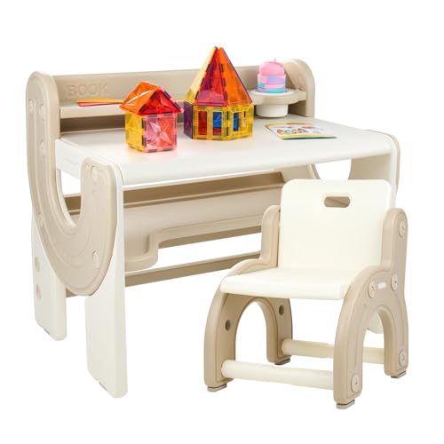 Hawthyhome Kindertisch mit Stühle, Kindersitzgruppe, Kindertisch mit Stauraum, Kinder Tisch Stuhl Set, Tisch und Stühle für Kinder, Kinder Sitzgruppe Innen, bis 50KG belastbar, für Kinder ab 1 Jahr
