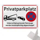 Parken Verboten Schild,30x20cm Warnschild Aluminium, inkl.Enthält Trägerkleber, Das Zuwiderhandelnde Fahrzeug Wird Auf Kosten des Eigentümers Abgeschleppt!