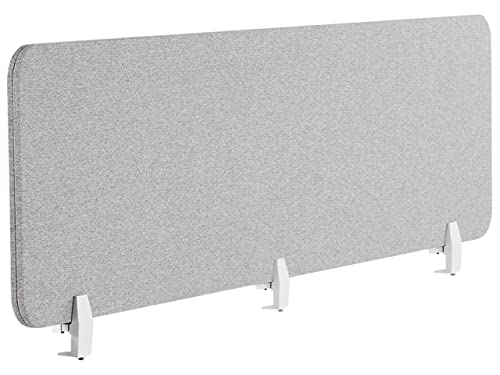 Beliani Schreibtisch Trennwand Akustik Polster hellgrau 180 x 40 cm Schallschutz Wally