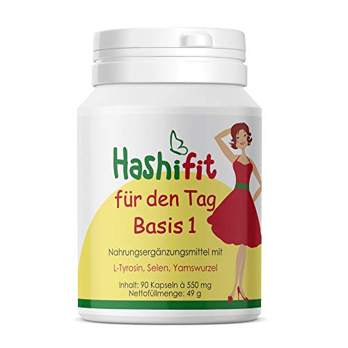 Basis 1 für den Tag 90 Kapseln, Schilddrüse Hashimoto Vitamine, Selen L-Tyrosin Yams Kurkuma, ohne Jod