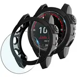 Diruite 4-Stück für Garmin Fenix 7X 51mm Schutzhülle+Panzerfolie Schutzfolie,TPU Schutzhülle für Garmin Fenix 7X /Fenix 7X Sapphire Solar 51mm Case*2+Schutzfolie*2