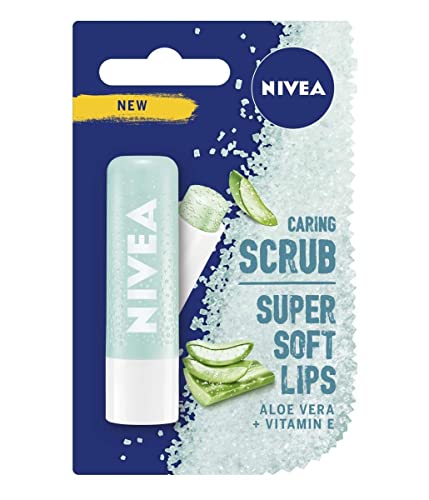 NIVEA 2in1 Aloe Vera Lip Scrub (4,8g), pflegender Lippenbalsam mit Aloe Vera und Vitamin E, sanftes Peeling für superweiche Lippen, intensive Lippenpflege, kein Abwischen nötig