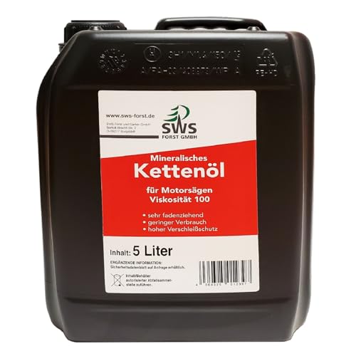 SWS Forst GmbH SUPER-OIL Kettenöl Sägekettenöl mit Haftzusatz für Kettensägen Führungsschienen und Sägeketten (5 Liter)