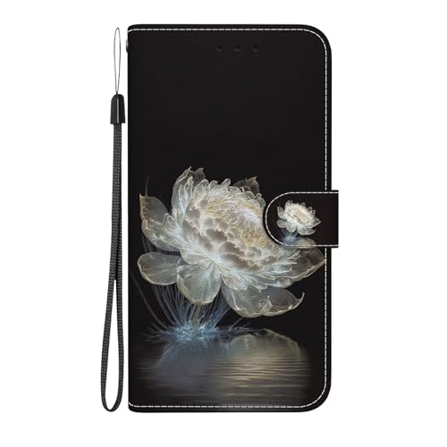 Tivenfezk Nadoli Handyhülle PU Leder für Honor X8B,Bunt Bemalt Silber Blume Kartenfach Magnet Ständer Schutzhülle Brieftasche Schlüsselband Cover