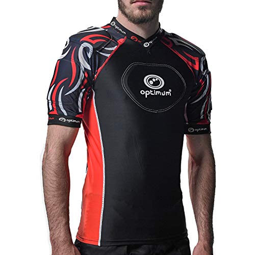 Optimum Razor Rugby Oberteil mit Schulterschutz, schwarz / rot, XL