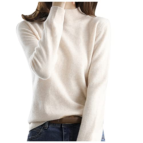 Generisch Pullover Damen Winter Pullover Damen Casual Strickpullover Winter Rundhals Lose Pulli Pullover Damen Herbst Baumwolle Mit Stehkragen Weihnachten Pullover Damen