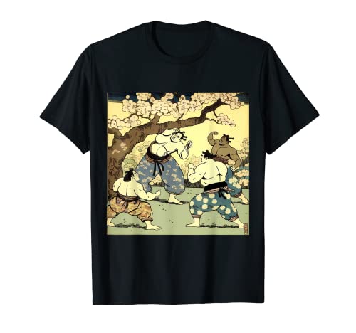 Sumo Fighter Kirschblüten-Garten, japanischer Kampfkunst-Stil T-Shirt