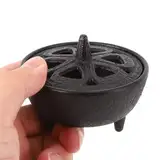 VOBOR Räuchergefäß aus Gusseisen, Klein Metall Räucherschale mit Deckel, Rund Weihrauchbrenner Räucherstäbchenhalter für Schlafzimmer Yoga Wohnzimmer Geschenk (Schwarz)
