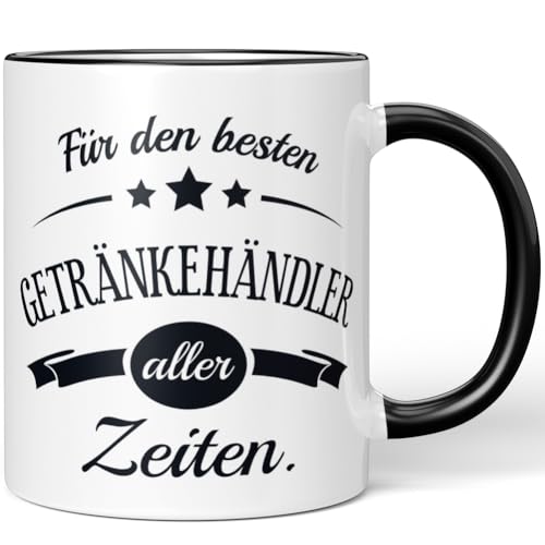 JUNIWORDS Tasse, Für den besten Getränkehändler aller Zeiten, Schwarz (6083656)