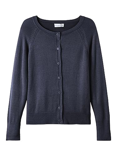 NAME IT Mädchen Nkfvioni Knit Card Noos Pullover, Dark Sapphire, 122 EU