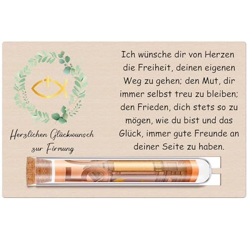 Otuuz Firmung Geschenke Mädchen Jungen Karte Firmung Geldgeschenke für Jungen Mädchen mit Reagenzglas Geldgeschenke Verpackung aus Holz