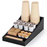 ANBOXIT Kaffee Organizer, Holz Kaffeestation Zubehör Organizer für kaffeeecke, Kaffee Gewürz Tablett für Zuhause und Büro (7 Fächer, Lang und Schmal)