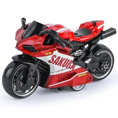 Spielzeug Motorrad Legierung Motorbike Simulation Pull-Back Motorrad Kinder Motorbike Spielzeug Geeignet Für Kinder Über 3 Jahre Alt Lernspielzeug Geburtstagsgeschenk Ornament Dekoration (Rot)