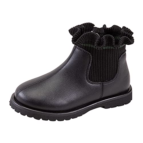 Kleinkindschuhe, Mädchen, Mädchen, einfarbig, kurze Stiefel, modisch, rutschfest, atmungsaktiv, Damenstiefel, Baby-Mädchen-Gummistiefel, Schwarz , 33 EU