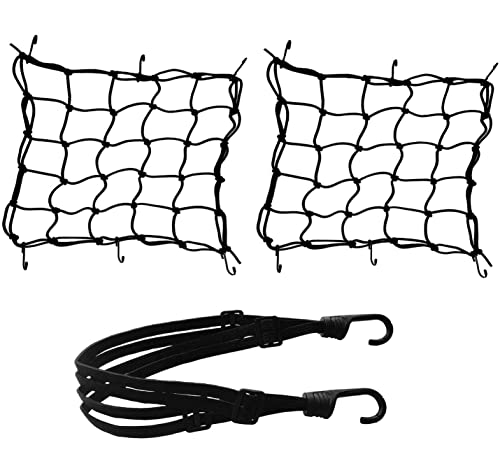 2 Stücke Gepäcknetz Fahrrad + 1 Stücke gepäckspanner , Annhao expander mit haken , spanngurt fahrrad, gepäcknetz motorrad , gepäckspinne für Motorradhelm Fahrradkorb netz fahrradträger mountainbike