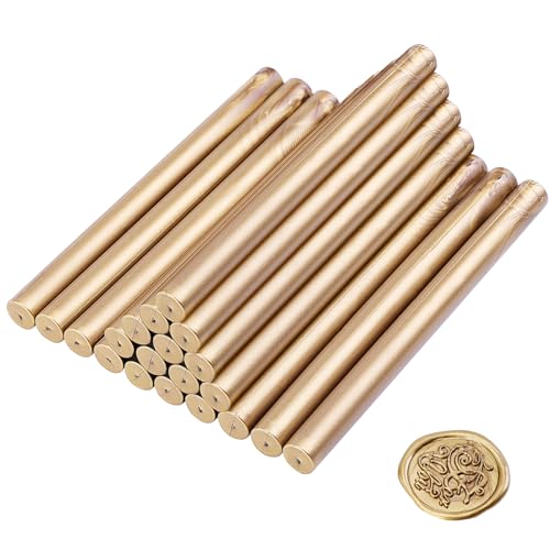 Coolty 20 Stück Wachs Siegel Stöcke 11mm Klebepistole Versiegeln Wachs Sticks für Wachs Siegel Stempel Versiegeln Einladungen Karten Umschläge Geschenkverpackungen(Bronze Gold)