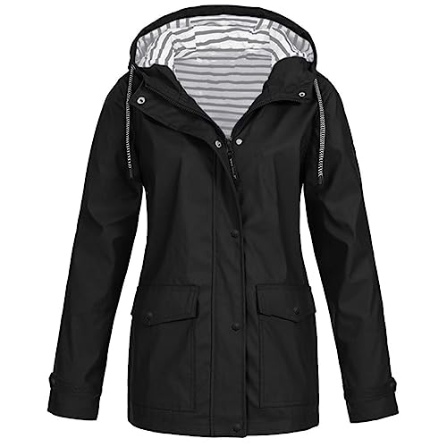 Blitzangebote Des Tages, Strickjacken für Damen, Regenjacke Damen Wasserdichte Windjacke Leichte Übergangsjacke Softshelljacke Kapuzenjacke Herbst Reißverschluss Mit Kapuze Sweatjacke Damen